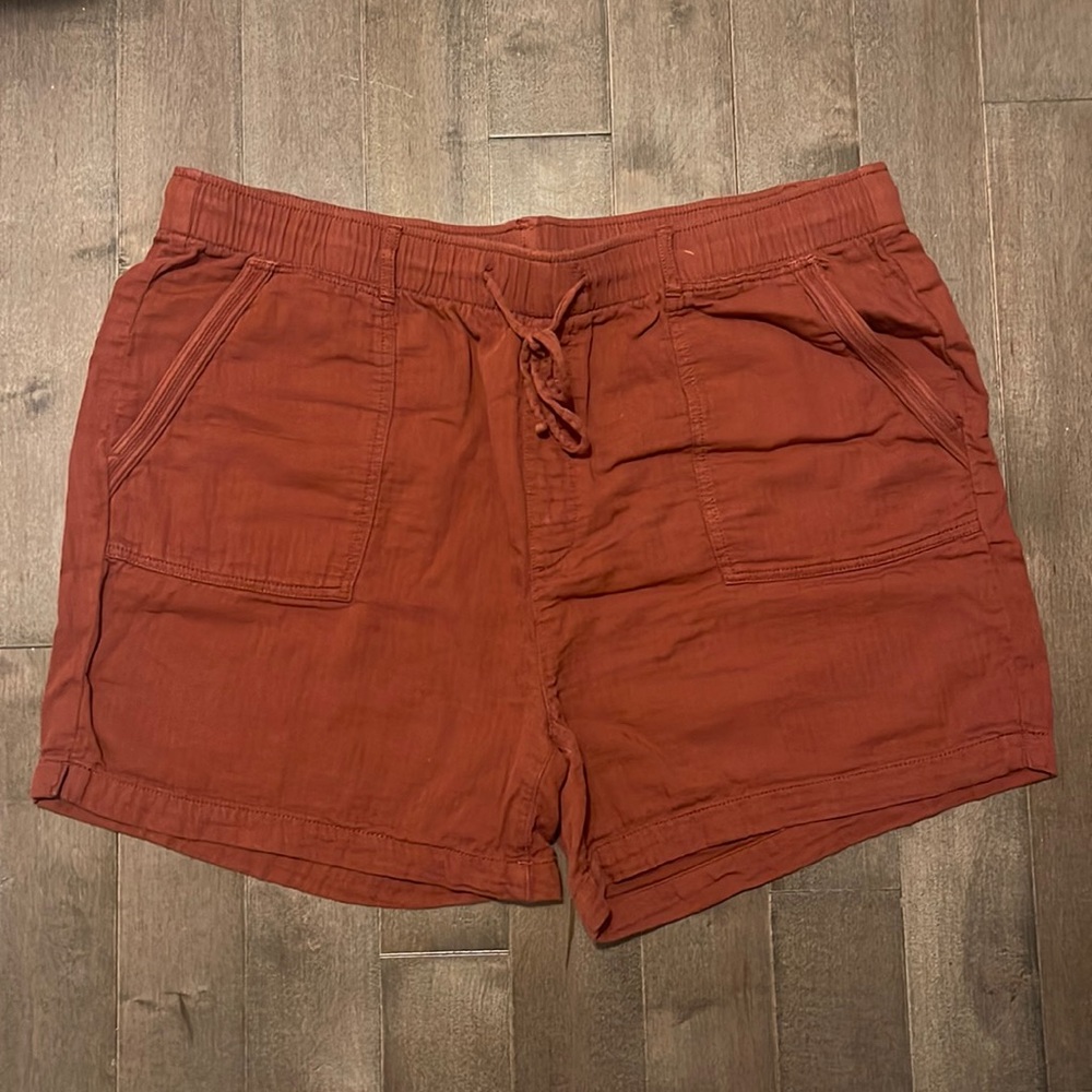 Rust color linen style light shorts
